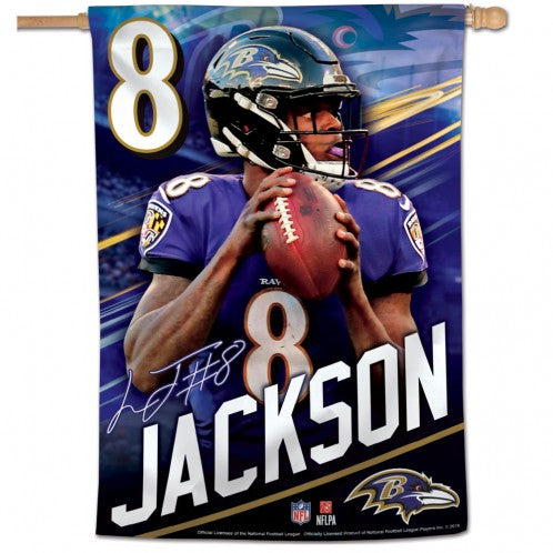 Baltimore Ravens Vertical Flag 28" x 40" Lamar Jackson