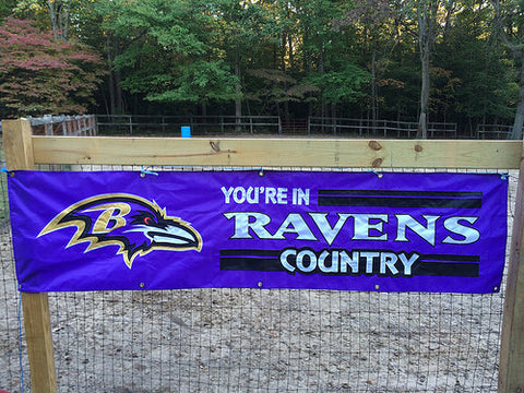 Baltimore Ravens "You're In Ravens Country" Giant 8-Foot Applique and Embroidered Banner Flag
