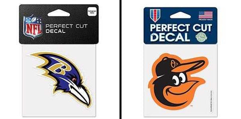 Baltimore Ravens and Orioles 2Pack 4" x 4" Logo Decal