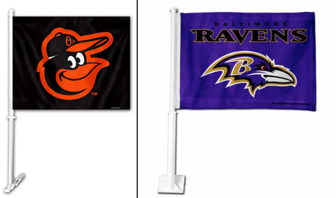 Baltimore Ravens and Orioles 2 Pack Car Flags