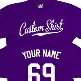 Custom Script with Personal Back T-Shirt - Baseball Tail Name and or Number