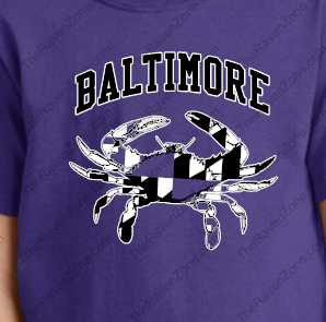 Baltimore Raven Crab Baby Sizes Purple Tshirt