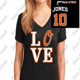 Jones 10 Orioles Love Black Ladies V T-Shirt