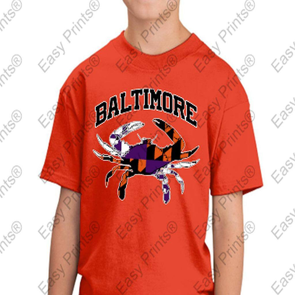 Baltimore Arch Flag Crab Ravens Orioles Colors Kids Tshirt Orange