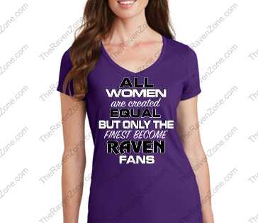 All Women Are Created Equal Ravens Ladies V T-Shirt Purple
