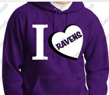 I LOVE Ravens Ladies Purple Hoody