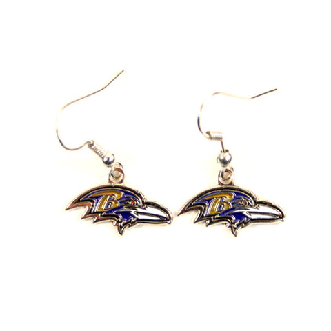 Baltimore Ravens Earrings - Gold Dangle Logo