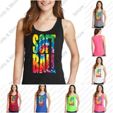 Softball Tie Dye Ladies Core Cotton Tank Top Softball Tank