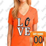 Custom Orioles Love Ladies Orange V T-Shirt