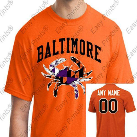Custom Baltimore Maryland Crab Orioles Ravens Colors Tshirt Orange