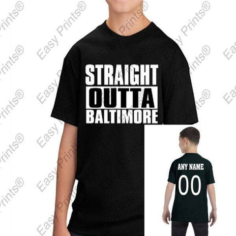 Custom Kids Straight Outta Baltimore Maryland Black Tshirt