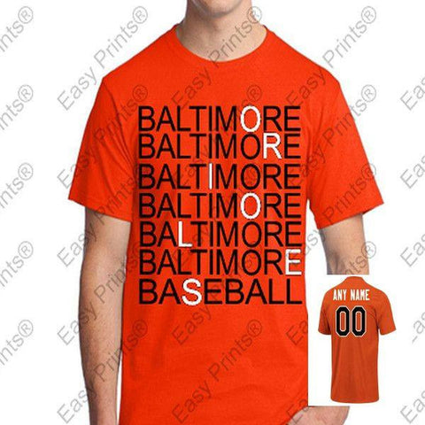 Custom Baltimore Baseball Orioles Orange T-Shirt