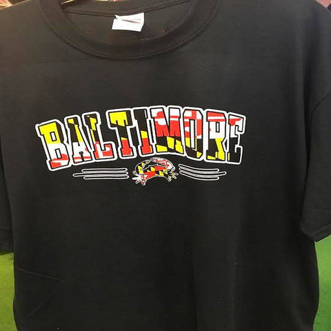 Baltimore Maryland Flag Crab Black T-Shirt