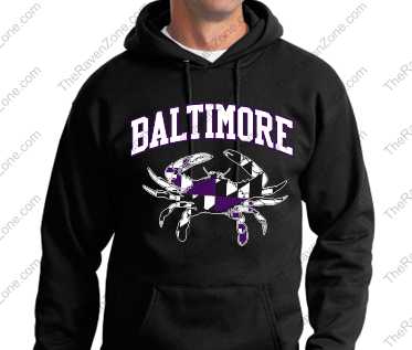 Baltimore Black Hoody Purple and White Crab