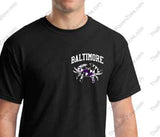 Baltimore Crab Left Chest And Back Print Ravens Colors Black Tshirt