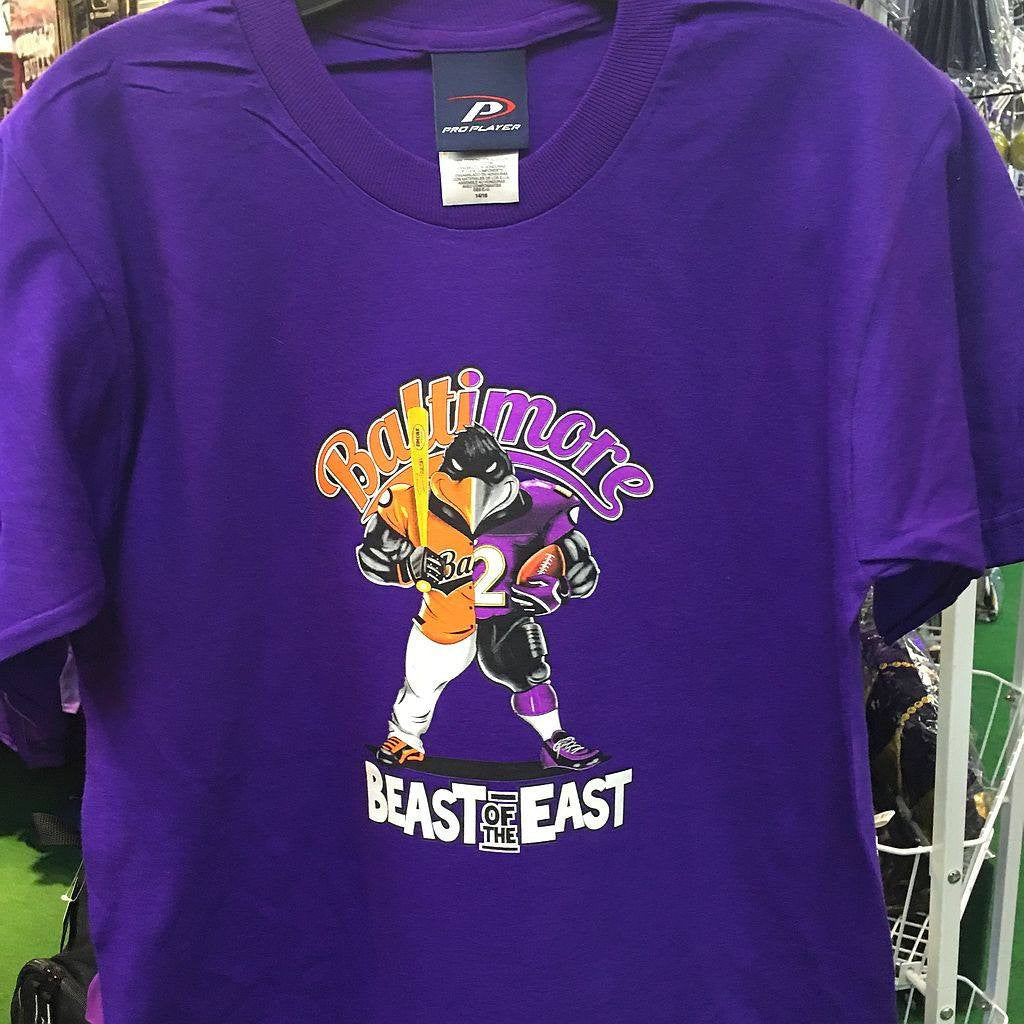 Custom Kids Beast of The East Ravens Orioles Tshirt Purple