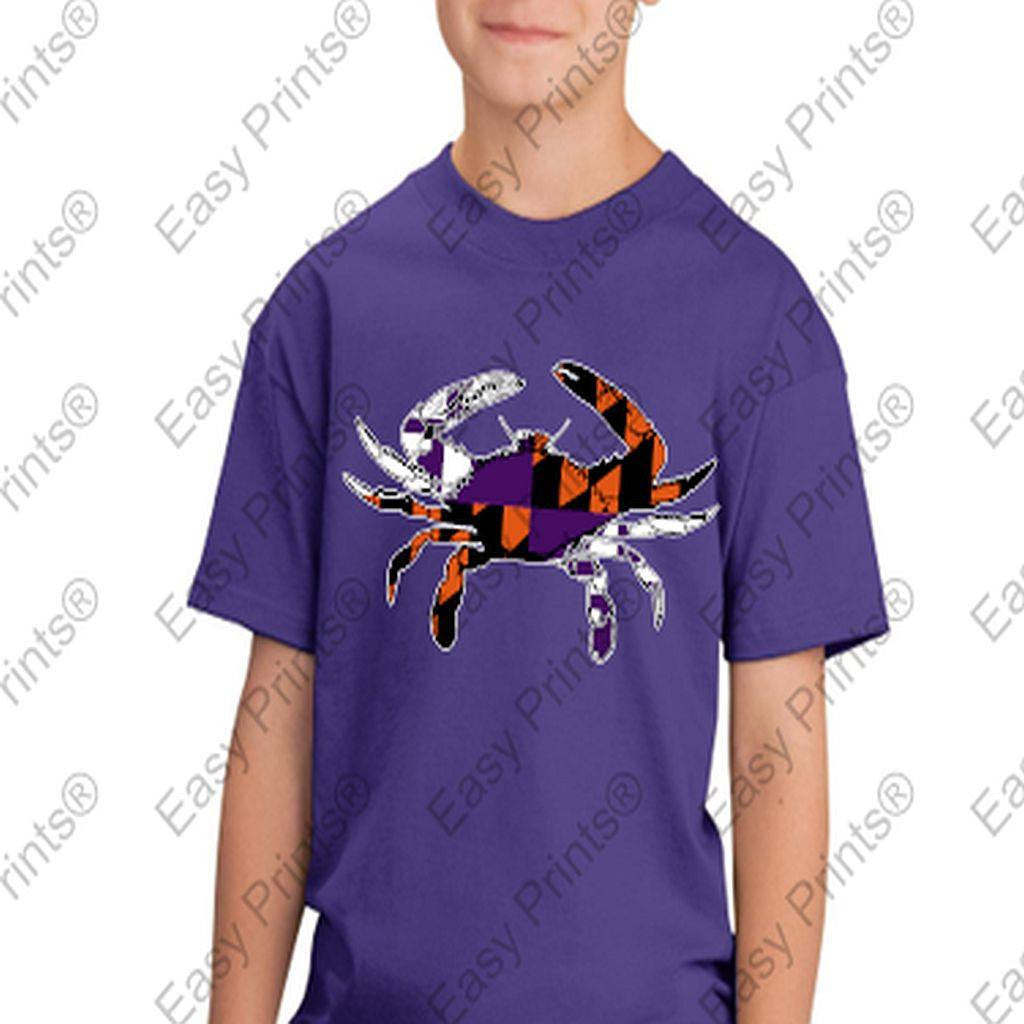 Baltimore Maryland Flag Crab Ravens Orioles Colors Kids Tshirt Purple
