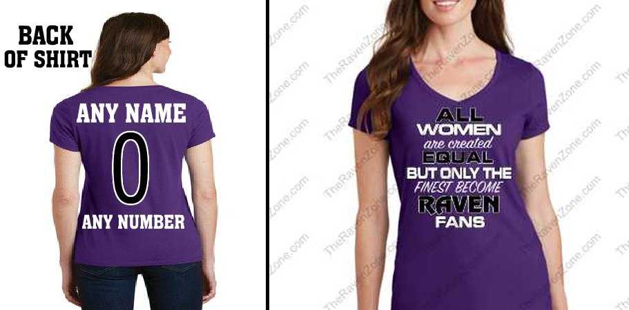 Custom All Women Are Created Equal Ravens Ladies V T-Shirt Purple