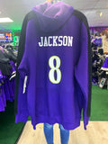 Baltimore Ravens XXL Zip Up Hooded Sweatshirt #8 Lamar Jackson