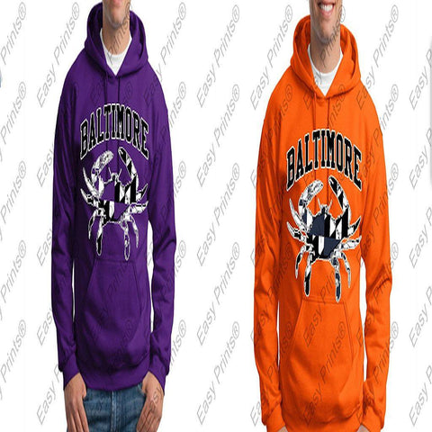 Baltimore Crab Ravens or Orioles Maryland Flag Hoody