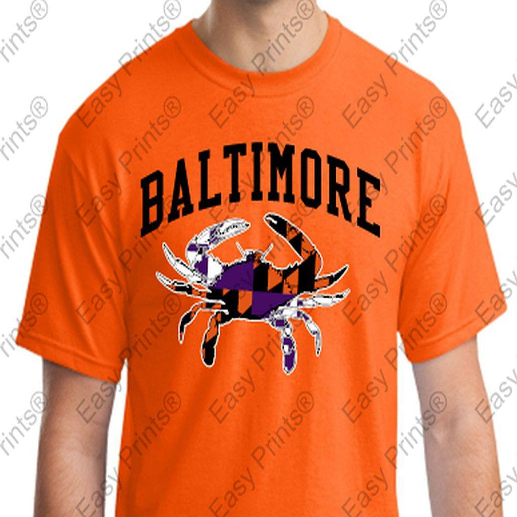 Baltimore Maryland Crab Orioles Ravens Colors Tshirt Orange