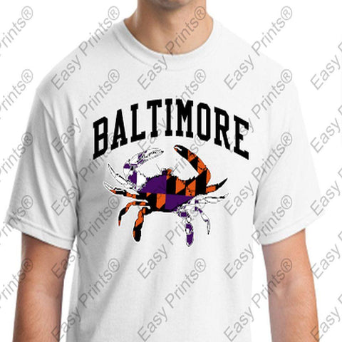 Baltimore Maryland Crab Orioles Ravens Colors Tshirt White