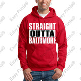 Straight Outta Baltimore Maryland Crab Hooded Sweatshirt Many Colors