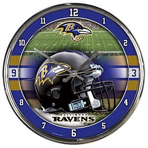 Baltimore Ravens Round Chrome Clock